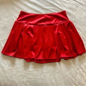 Spirit Halloween Red Pleated Satin Skater Skirt